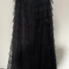 フリルスカート ロング 黒 ブラック