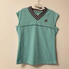 FILA ミントグリーン Vネック Tシャツ M