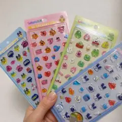 3Dステッカー4枚セットぷくぷくボンボンドロップシールたまごっち