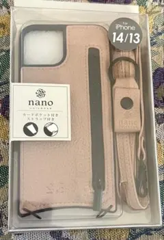 nano・universe iPhone 14/13 用ケース ピンクレザー風