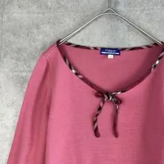BURBERRY BLUE LABEL ノバチェック柄リボン ニットトップス