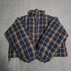 お値下げ可能!ダウンジャケット ショート丈 ネイビー オレンジ チェック柄 中綿