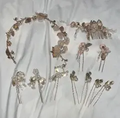 成人式 髪飾り ピンクゴールド ホワイト ヘアアクセサリー