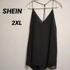 SHEIN 黒 シフォン Vネック キャミソール2XL