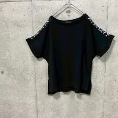 JEANASIS 肩幾何学レース刺繍カットソー プルオーバー 黒 フリーサイズのサムネイル