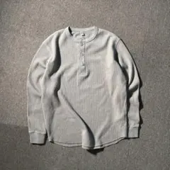 UNIQLO ヘンリーネック サーマル カットソー ベージュ M 長袖 メンズ