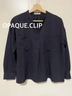 OPAQUE.CLIP オペークドットクリップ　Vネック 長袖シャツ　ブラック