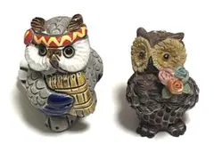 フクロウの置物　2個セット