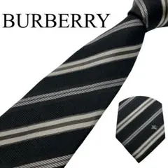【極美品】BURBERRY バーバリー ネクタイ ストライプ ブラック