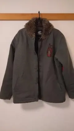 ファー付きオリーブグリーンデッキジャケット M