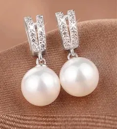 ジルコニアパールピアス　シルバー　高品質　結婚式　上品　お呼ばれ　*120