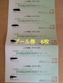 浜名湖レークサイドプラザ　付帯施設無料利用チケット6枚のサムネイル
