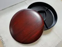 和モダン丸型 漆器風 二段重箱 仕切り付き