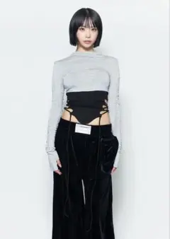 Theredthread S split hem lace up topsのサムネイル