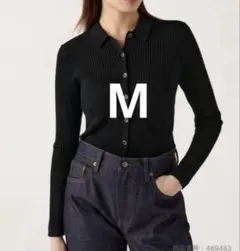 UNIQLO メリノリブポロカーディガン　ブラック　Mサイズ