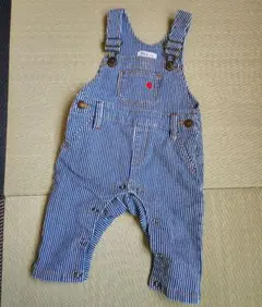 【美品】POLO Baby オーバーオール 70cm 青と白のストライプ