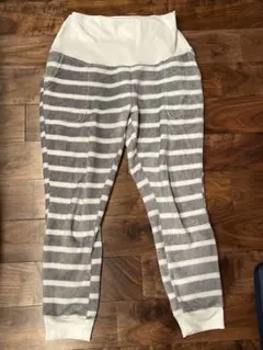 グレー×ボーダー柄 マタニティ おなかリラックスパンツ ズボン ルームウェア