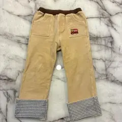 ミキハウス　110cm プッチーくん刺繍　バス　ベージュ　ロングパンツ