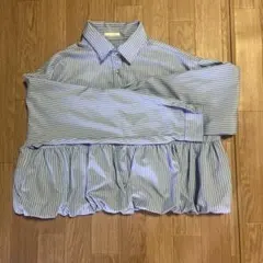 LUNACION ストライプ ペプラム 長袖シャツ
