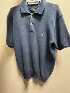 【90s】ポロバイラルフローレン ニットポロシャツ 半袖 ローゲージ 刺繍 M