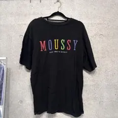 MOUSSY ブラック Tシャツ ロゴプリント