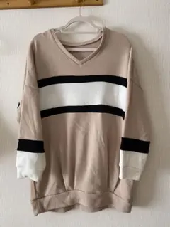 CECIL McBEE 長袖 Vネック ストライプ トップス