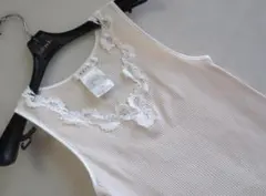 KETTY リブタンクトップ レース装飾 アイボリー　日本製のサムネイル