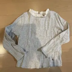 petit main フリル付き長袖カットソー グレー