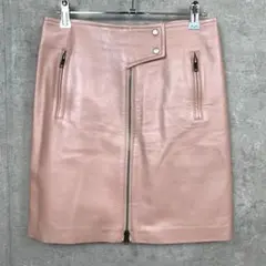 Kira様専用　HILFIGER ミニスカート タイト 革 S ピンク 無地
