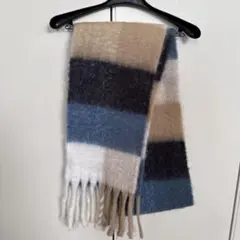 ストライプデザイン マフラー フリンジ付き