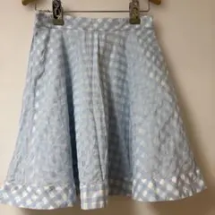 kate spade 水色チェック フレアスカート