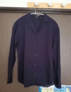 ユニクロ ネイビー オープンカラーシャツ S