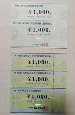 コジマ　ビックカメラ　株主優待券