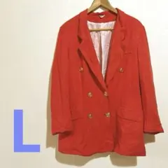 【ヴィンテージ】ダブルボタン テーラードジャケット レッドオレンジ　38 M L