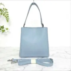 ✨極美品✨キタムラ　2way　ショルダーバッグ　本革 シボ革　くすみブルー