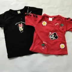 ミニーマウス Tシャツ 2枚セット 100 ディズニー 赤 黒
