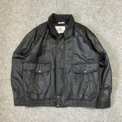 セール✨90s レザー風 ブルゾンジャケット 短丈 黒 アメカジ ノームコア