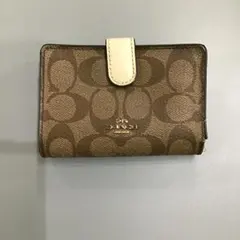 COACH コーチ 二つ折り財布 シグネチャー ブラウン コンパクト財布