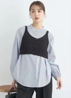 SET2点透かしニットビスチェ＋シャツのサムネイル
