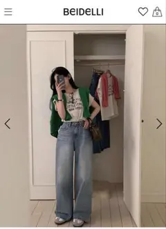 ワイドレッグデニム Mサイズ ライトブルー