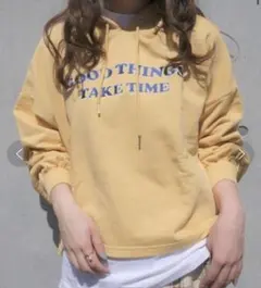 WEGO ボリュームスリーブプリントパーカー 黄色