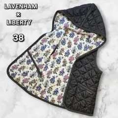 【美品】ラベンハム　リバティコラボ　リバーシブル　ベスト　花柄　チャコール　38