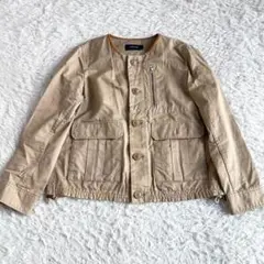 MACPHEE　マカフィー　リネン混　ノーカラージャケット　ベージュ　38（M)
