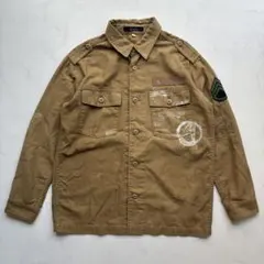 Johnbull ミリタリーシャツジャケット 落書き デザイン M（H592）のサムネイル