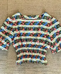 Vintage flower puff sleeve topsのサムネイル