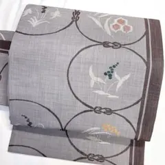 【作り帯】袋帯 二重太鼓 よろけ縞 桜 箔 黒 茜 二部式帯 F026 10077679_230829_thum.jpg