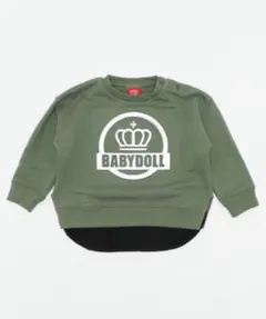 ★BABYDOLL スウェット 箔エンボスレイヤードトレーナー (カーキ)