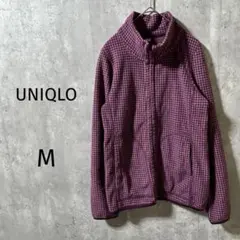 4495【UNIQLOユニクロ】プリントフリースジャケット　フルジップ　柄　M