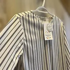 しまむらhareiro ホワイトストライプ 長袖シャツ