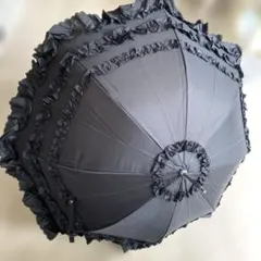 パゴダ日傘　晴雨兼用 フリル縁どり　ブラック未使用品のサムネイル